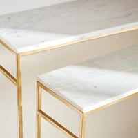 طقم طاولة كونسول من قطعتين بسطح من الرخام الأصلي -...