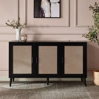 بوفيه جانبية نورديك 3 باب مزين بطبعات الراتان لون...