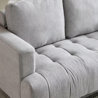 كنبة نوڤيرا بمقعدين قماش رمادي فاتح بأرجل معدن أسو...