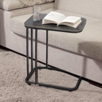 طاولة خدمة تاريا بسطح خشب و قاعدة معدن لون رمادي م...