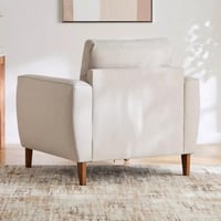 كنبة لوفت بمقعد مع وسادة قماش كتان لون بيج بأرجل خ...