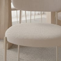 طاولة طعام لياندرا خشب بيج مع 8 كراسي قماش كريمي ب...