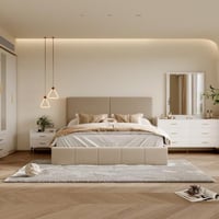 طقم غرفة نوم كينج 5 قطع منجدة من بيريل - 180x200 س...