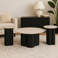 طقم طاولات بيج و أسود - ميركو