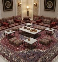 طقم طاولات شاي 5 قطع سطح خشب رمادي مستطيل بقاعدة م...