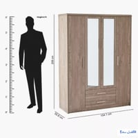 خزانة ملابس كيرفي 4 أبواب مع درجين ومرآتين – تصميم...