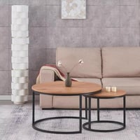 طقم طاولة قهوة ميرليناي قطعتين سطح ألواح ليفية متو...