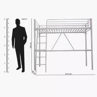 سرير فردي علوي معدن من فانيلا - 90×200 سم