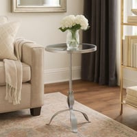 طاولة خدمة سيلڤيانا بسطح دائري زجاج و قاعدة معدن ف...