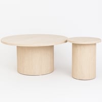 طقم طاولات فيوريلا دائري قطعتين خشب لون بيج