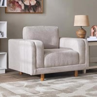 كنبة مفردة أفيلينا بمساند ذراعين قماش كتان بلون بي...