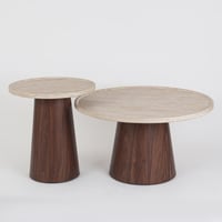 طقم طاولات لونيتّا طاولتين خشب بتصميم عصري سطح بيج...