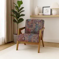 كرسي مفرد فينتج بتصميم تراثي بأرجل خشب مقاس 63x57x...