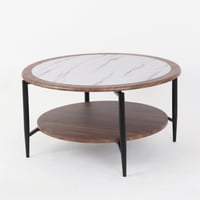 طاولة قهوة لارين دائرية خشب لون بني و ابيض مقاس 11...