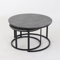 طقم طاولات أوريتّا بسطح دائري وقواعد معدن- رمادي