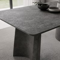 طاولة طعام لياندرا خشب رمادي مع 6 كراسي قماش رمادي...