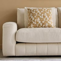 كنبة كارڤونا 3 مقاعد قماش بوكيلة لون كريمي مع 5 وس...