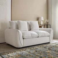 كنبة ريفيرا مقعدين مع وسادتين قماش بوكلية لون كريم...