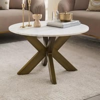 طاولة قهوة فيرليناي مستديرة بسطح رخامي طبيعي ابيض...