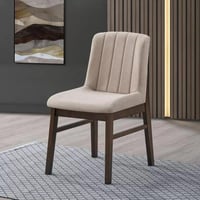 طقم طاولة سفرة خشب مطّاط بني مع 3 كراسي قماش بيج -...