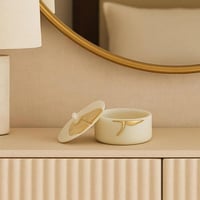 علبة ديكوريه من عقيق أنيقة بغطاء بتصميم ورقة لون ب...