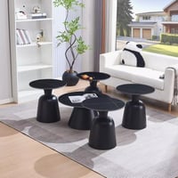 طقم طاولات قهوة ألفيريس بسطح حجر ملبد 5 قطع بقاعدة...