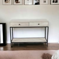 كونسول ألفريد خشب بقواعد معدن باللون الخشبي فاتح م...