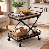 عربة تقديم جيزيلدا عملية بتصميم أنيق من الخشب البن...