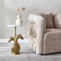 طاولة بسطح من الرخام الأصلي قاعدة معدن ذهبي علي شك...