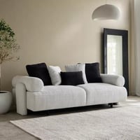 كنبة سيرينا 3 مقاعد و5 وسائد قماش بوكلية لون رمادي...