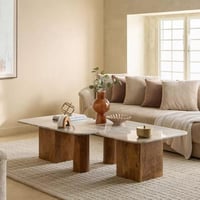 طقم طاولات قهوة سيلڤيرا قطعتين بسطح رخام طبيعي مع...