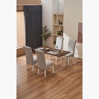 كرسي طعام من أنجيليك قماش رمادي بارجل خشب زان لون...