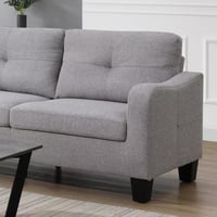 كنبة ايلما 3 مقاعد قماش لون رمادي بارجل بلاستيك مت...