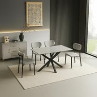 طاولة طعام 4 كراسي سيراميك مستطيلة - لورا لون رماد...