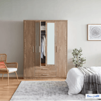 خزانة ملابس كيرفي 4 أبواب مع درجين ومرآتين – تصميم...