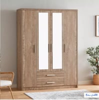 خزانة ملابس كيرفي 4 أبواب مع درجين ومرآتين – تصميم...