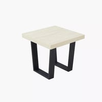 طاولة جانبية سطح خشب هندسي كريمي بقاعدة معدن اسود...