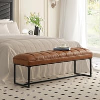 مقعد بنش جلد صناعي من بنتا لون بني