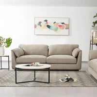 كنبة لونارا بمقعدين قماش مخملي لون رمادي بأرجل بلا...