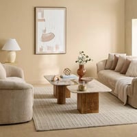 طقم طاولات قهوة سيلڤيرا قطعتين بسطح رخام طبيعي مع...