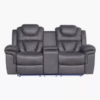 كنبة استرخاء لافينا جلد مقعدين بشريط إل إي دي مع ط...