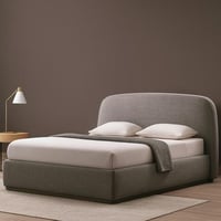 سرير نولان منجد قماش كتان لون رمادي