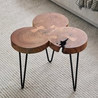 طاولة قهوة أڤريونا من الخشب الصلب و قاعدة معدن اسو...