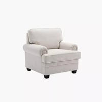 كنبة سانتوس مقعد واحد قماش لون بيج فاتح بارجل بلاس...