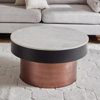 طاولة قهوة فيلنورا بسطح من الرخام الأصلي ابيض بقاع...