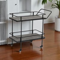 عربة تقديم متحركة بدورين خشب لون رمادي بعجالات و ه...