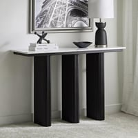 كونسول فابيو بسطح من الرخام وقاعدة من الخشب باللون...