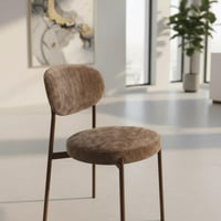 طاولة طعام بيانكا خشب بني مع 6 كراسي قماش بني بأرج...