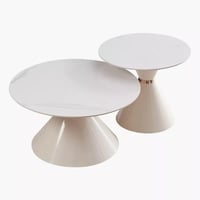 طقم 2 طاولة قهوة فيرليستا مستديرة سطح من الحجر الم...