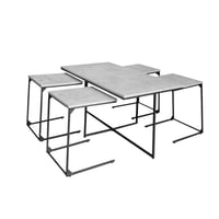 طقم طاولات قهوة بينيديتّا 5 قطع رمادي داكن خشب مال...